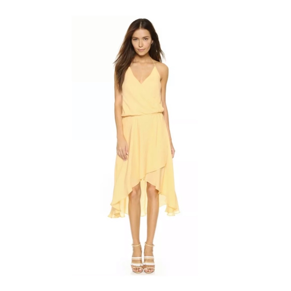 Haute Hippie Women's Yellow Silk Wrap Halter Dress